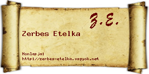 Zerbes Etelka névjegykártya
